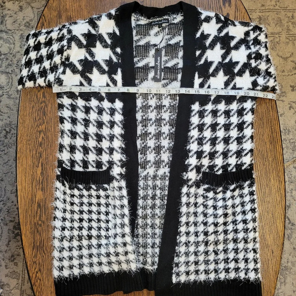 Alison Andrews Houndstooth Open Front Cardigan Sweater Size Women's Small NEW - Picture 7 of 11